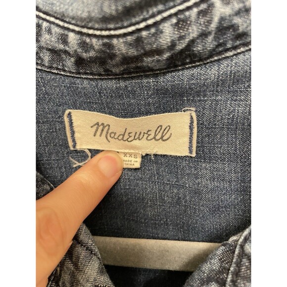 Madewell Denim Shirt Dress Long Sleeve Button Up Women’s Size XXS - Picture 2 of 4